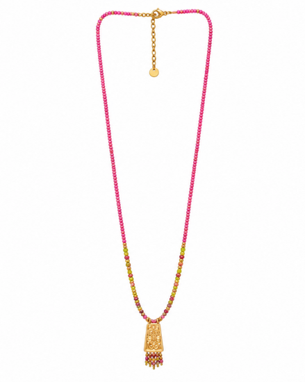 COLLIER TOURMALINE ROSE ET RUBIS ZOÏSITE