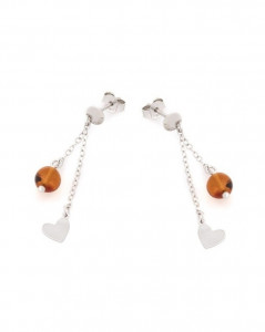 BOUCLES D'OREILLES COEUR ET AMBRE