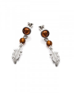 BOUCLES D'OREILLES PLUME 1 AMBRE